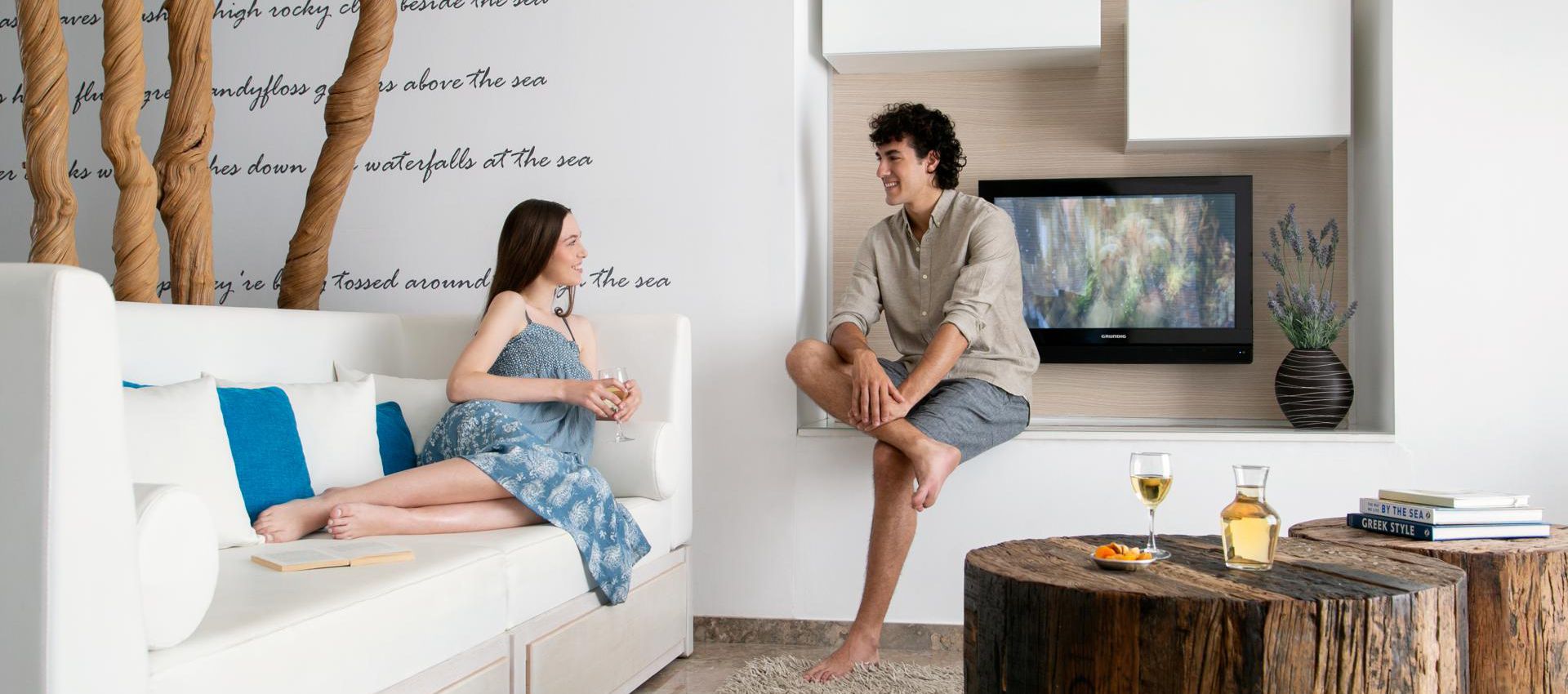 Althea Kalamies Villas Protaras guest lounging at the living room