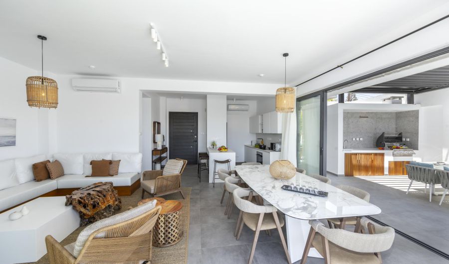 Chris Le Mare Gold Villa Protaras dining table and living room