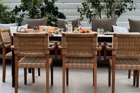 Lora Pearl Villa Dining table with food Protaras
