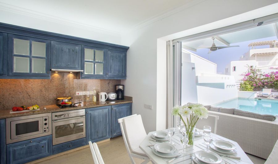 Nausicaa Villas Kitchen with Pool View