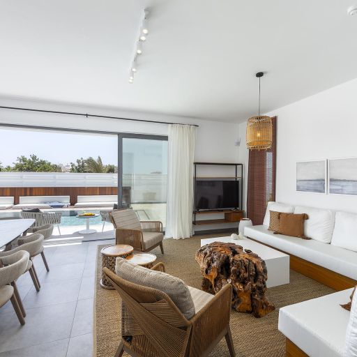 Chris Le Mare Gold Villa in Protaras living room and pool view