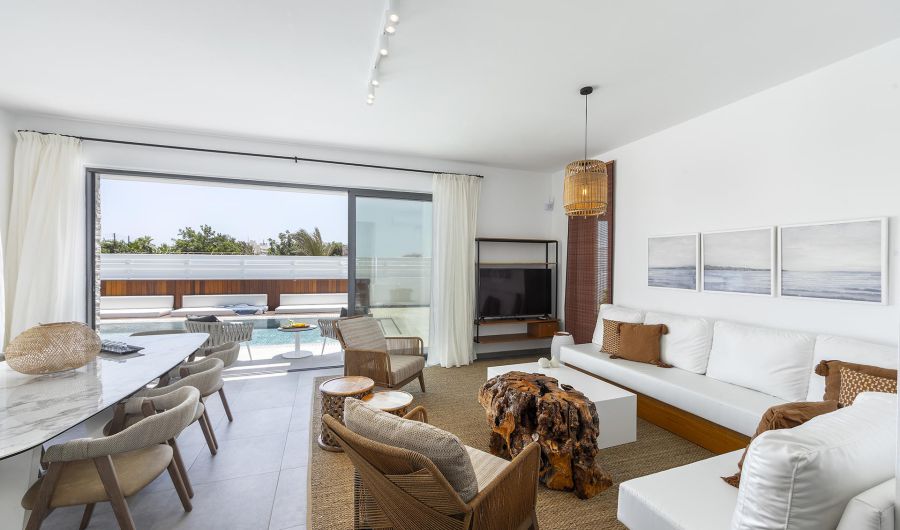 Chris Le Mare Gold Villa in Protaras living room and pool view
