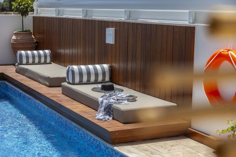 Protaras Chris Le Mare Luxury villa outdoor sunbeds by the pool