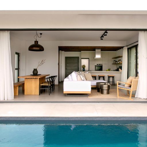 Protaras Lora Pearl Villa living room pool view