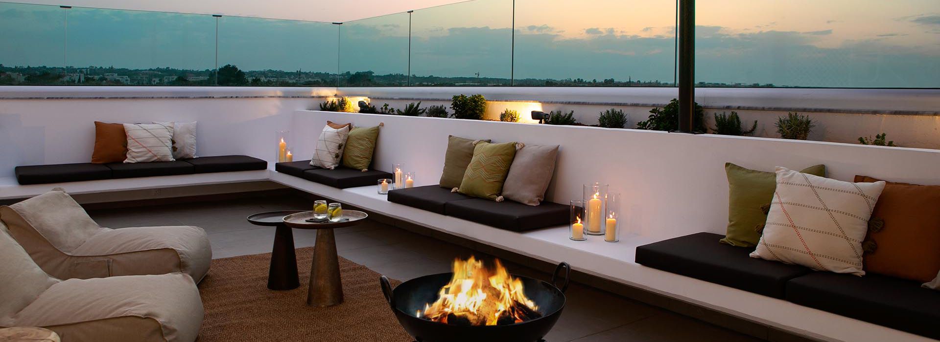 Protaras Lora Pearl Villa terrace sitting area open fire