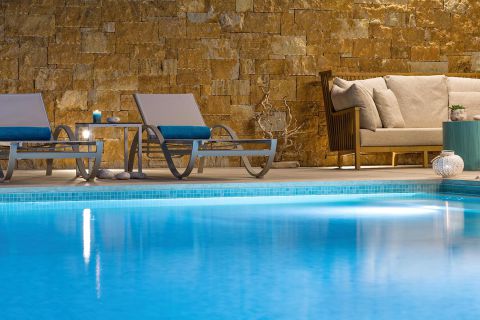 Amada Villas in Rhodes Greece exterior sunbeds