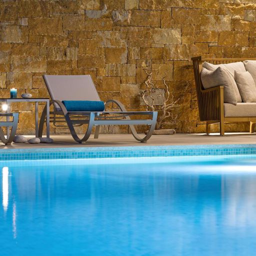 Amada Villas in Rhodes Greece exterior sunbeds
