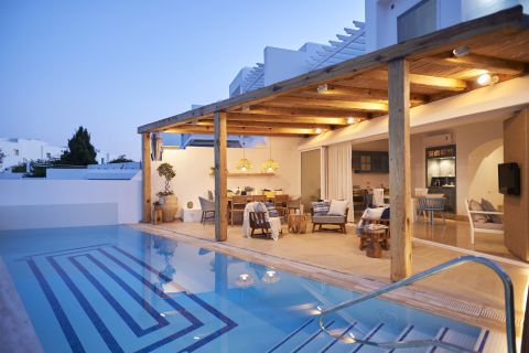 Nausicaa Villas Protaras Pool in Dusk and balcony