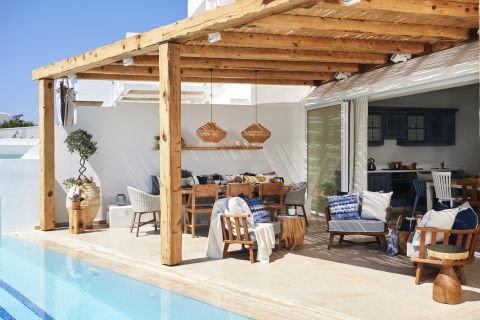 Nausicaa Villas Protaras balcony with table by the pool