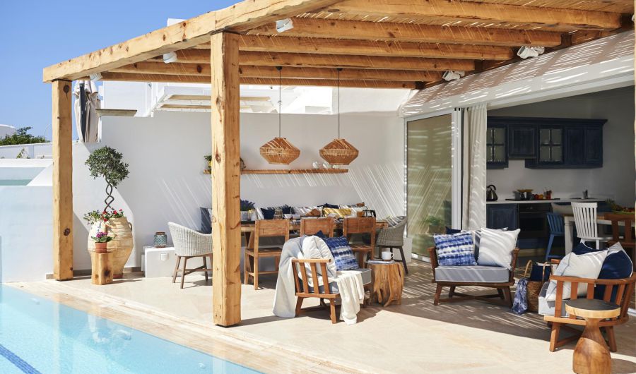 Nausicaa Villas Protaras balcony with table by the pool