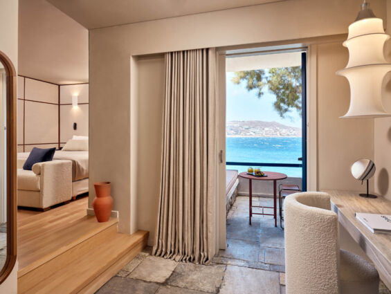 Mykonos Theoxenia room sitting area and balcony