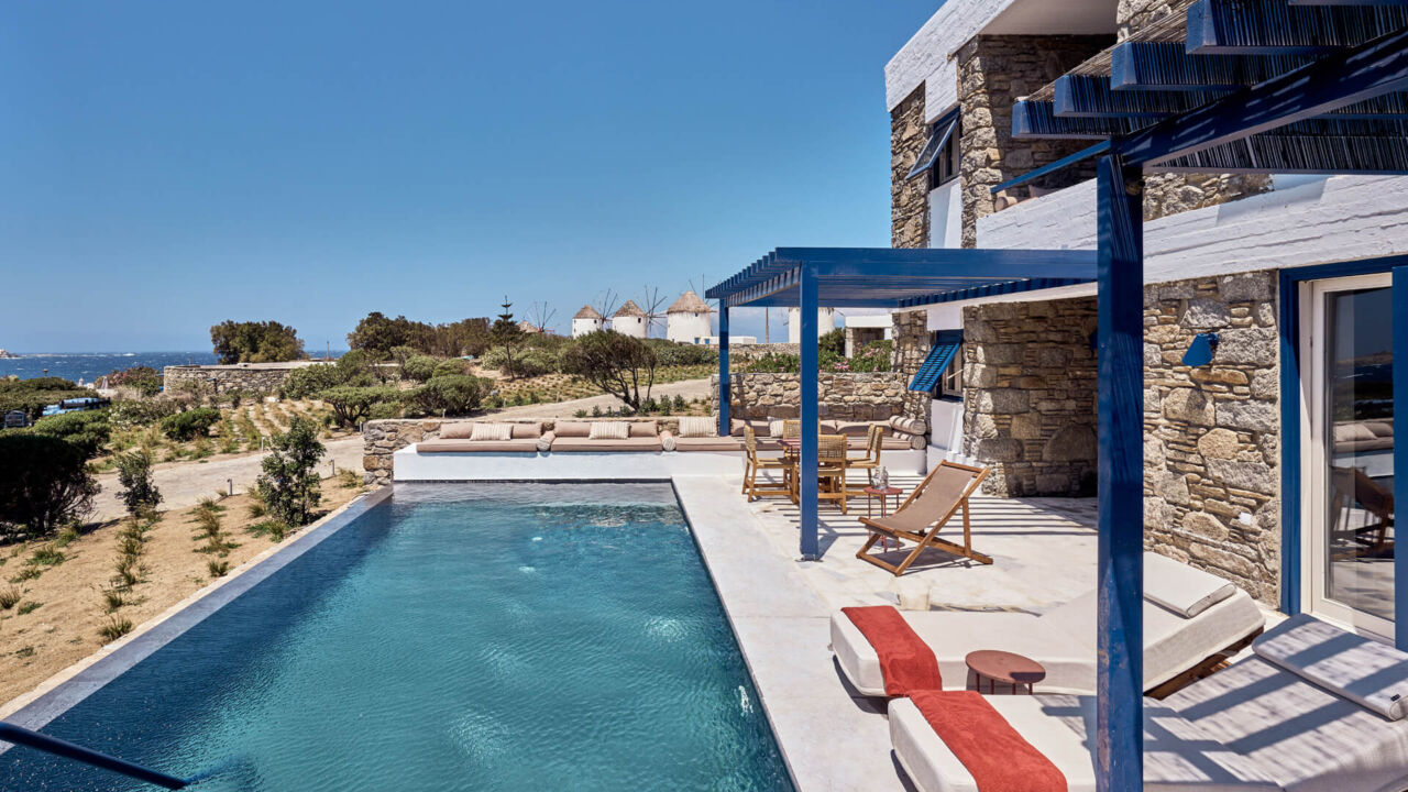 Mykonos Theoxenia room terrace with private pool