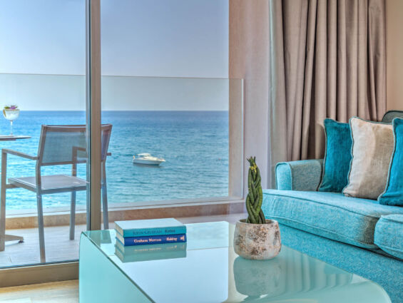Amada Colossos room sitting area with sea view
