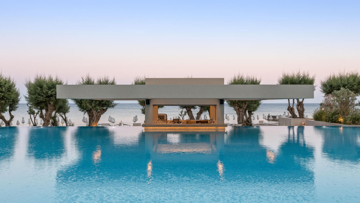 Pool bar with sea view at Amada Colossos Resort