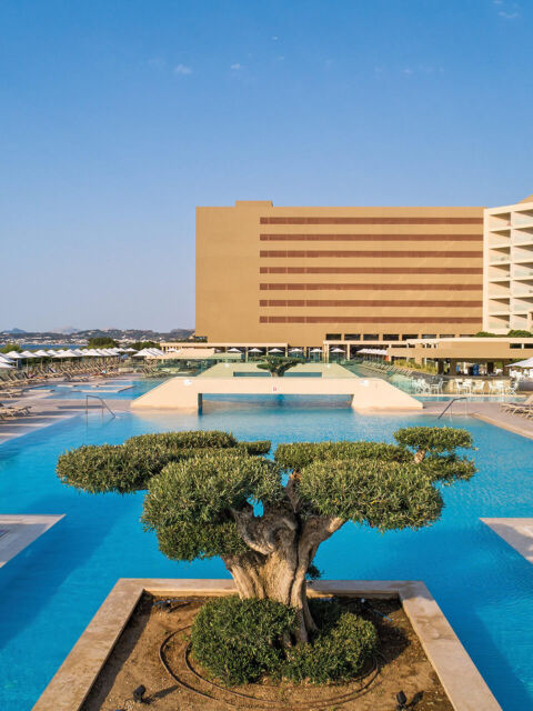 Exterior pool area at Amada Colossos Resort in Rhodes
