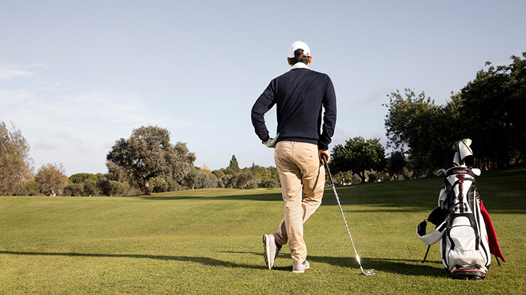 Man in golf field