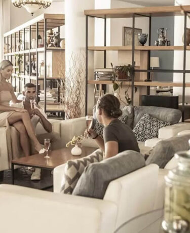 People at hotel lobby