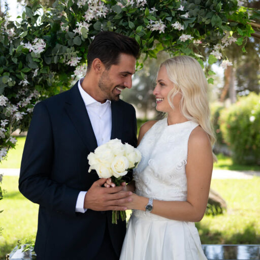 Couple getting married at Hilton Nicosia garden