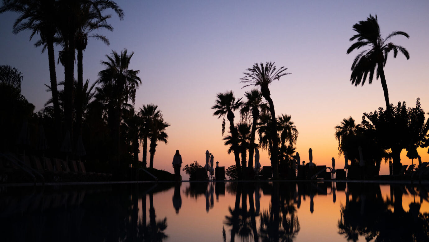 Sunset View of pool at Imperial Island Resort