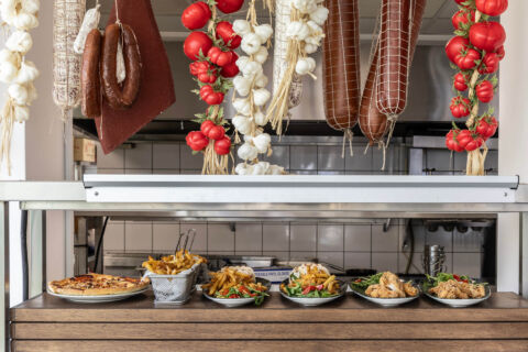 Display with meat and sausages at Ivi Mare restaurant