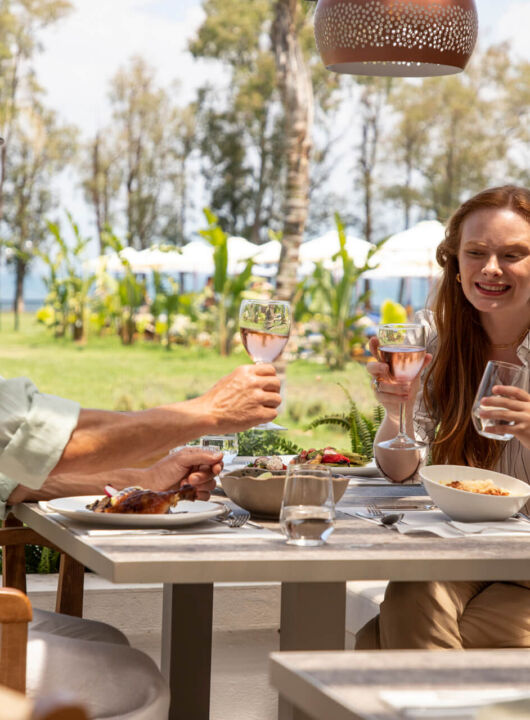 Family dining at Kerkyra Blue restaurant