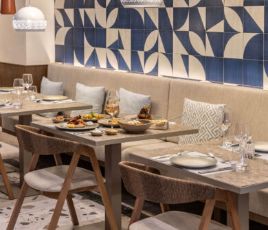 Table with food at Kerkyra Blue restaurant