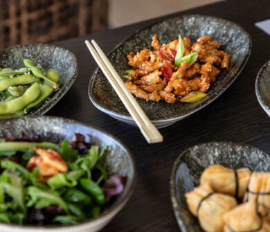Selection of asain food at Kerkyra Blue restaurant