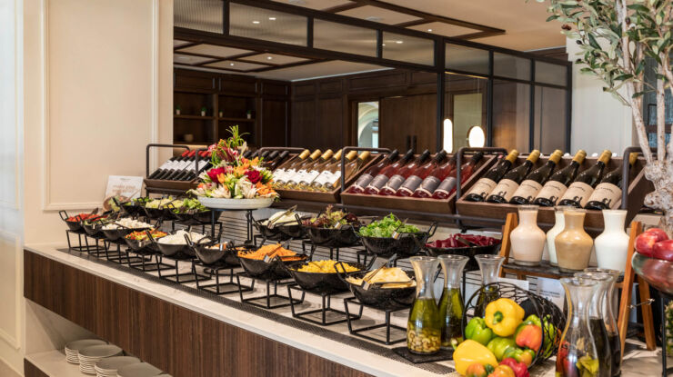 Kerkyra Blue Hotel Wine selection and salad bar