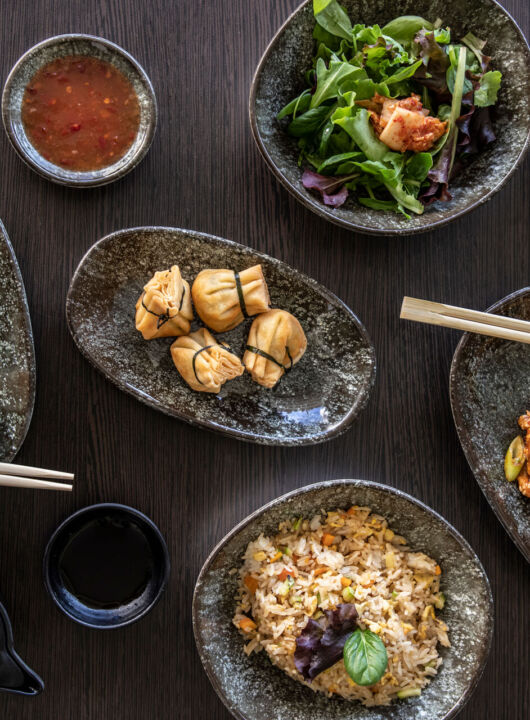 table with sushi at Kerkyra Blue Fiki restaurant