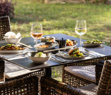 table with food at Kerkyra Blue Fiki restaurant