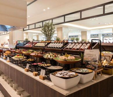 Wine selection and salad bar at Kerkyra Blue Naida restaurant