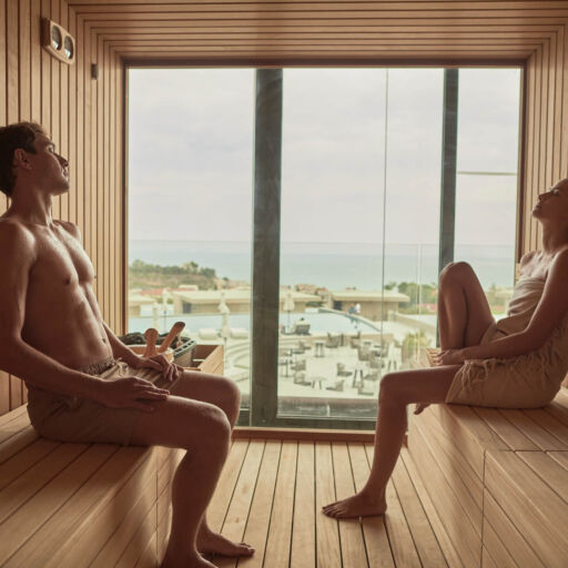 Couple doing sauna at King Jason Sauna