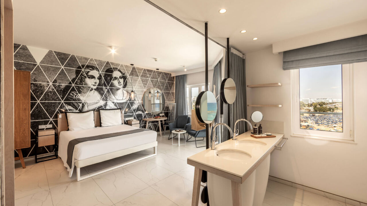 King Protaras room bathroom and bedroom