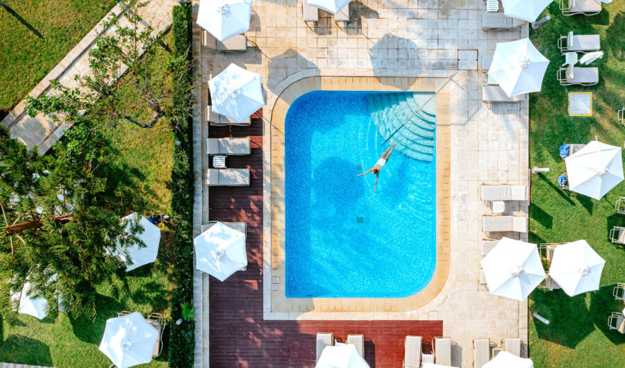 Aeria View of Louis Ledra Beach pool and area