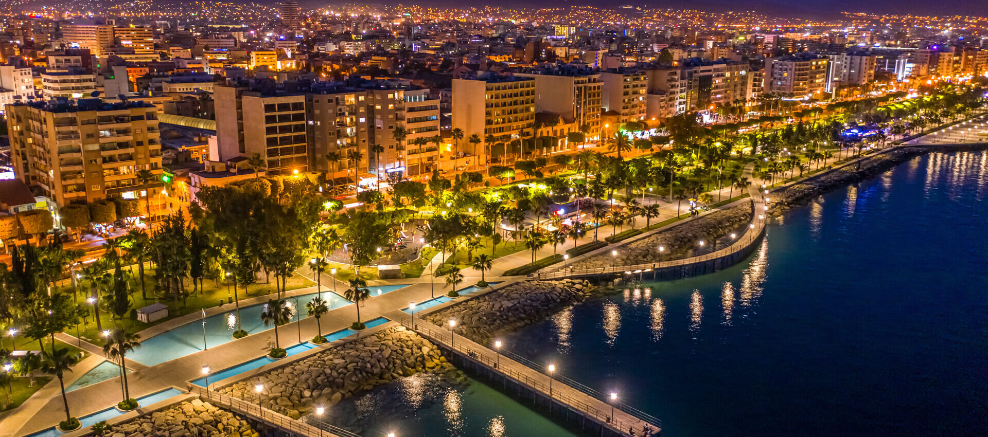 Limassol Aerial View at night