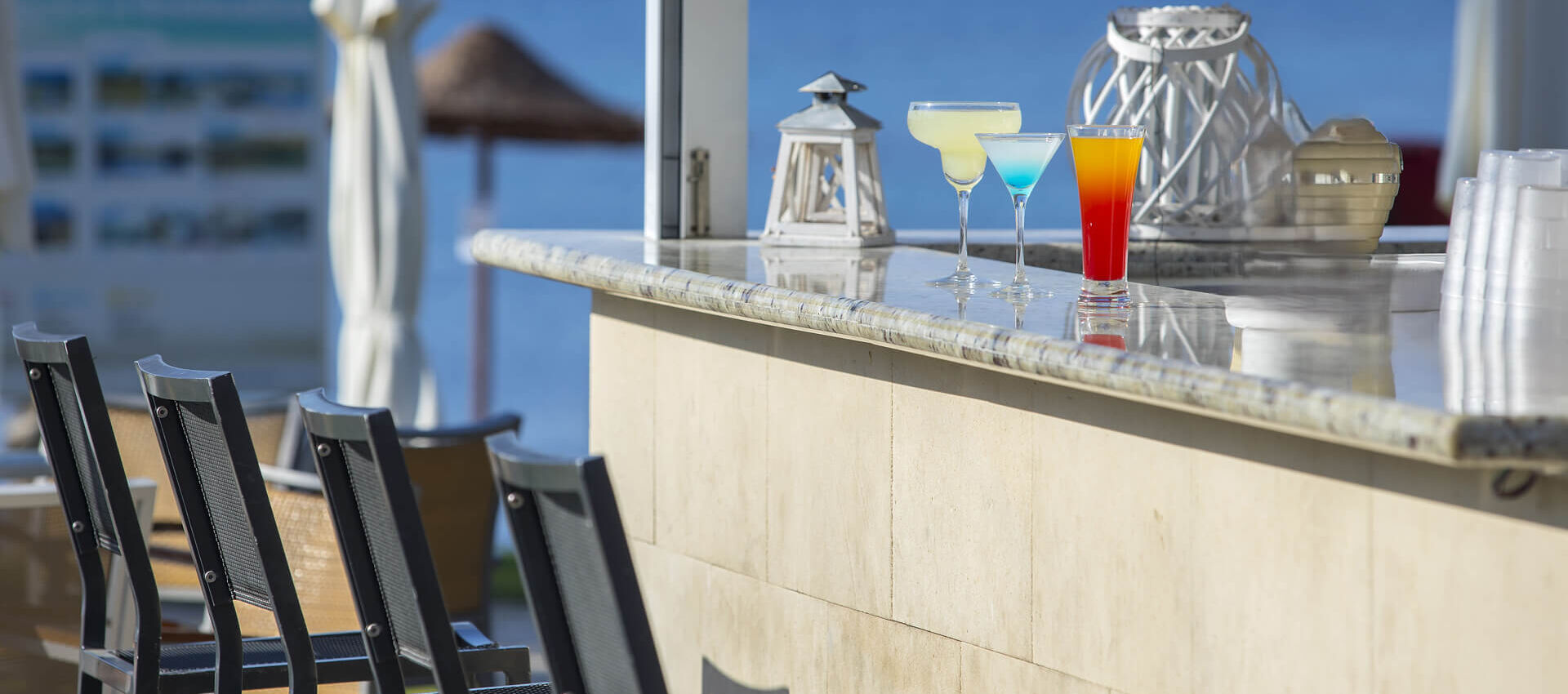 Louis Ledra Beach Bar with cocktails