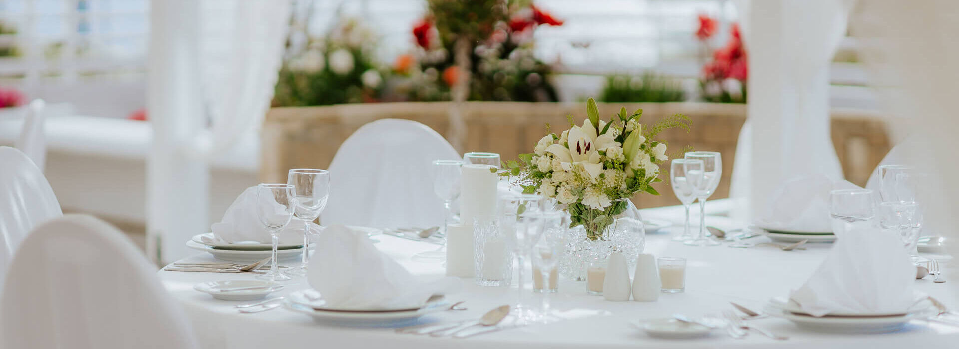 Table prepared for wedding food at Louis Ledra Beach