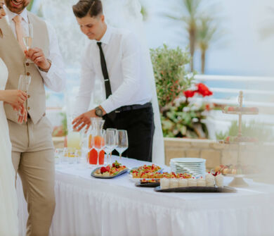 Couple getting coktails after marriage at Louis ledra Beach
