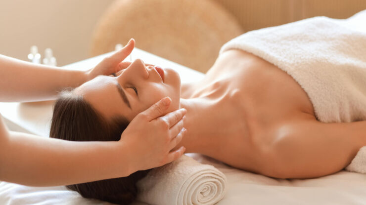 Woman getting head massage at Louis Nausicaa spa