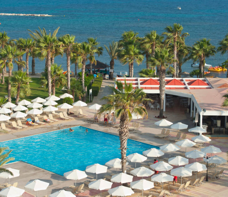 Louis Phaethon Helios bar pool and sunbeds from a top view
