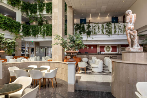 Louis Phaethon lounge area bar with statue