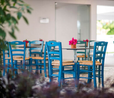 Outdoor tables at Sofianna Resort restaurant
