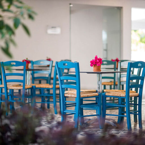Outdoor tables at Sofianna Resort restaurant