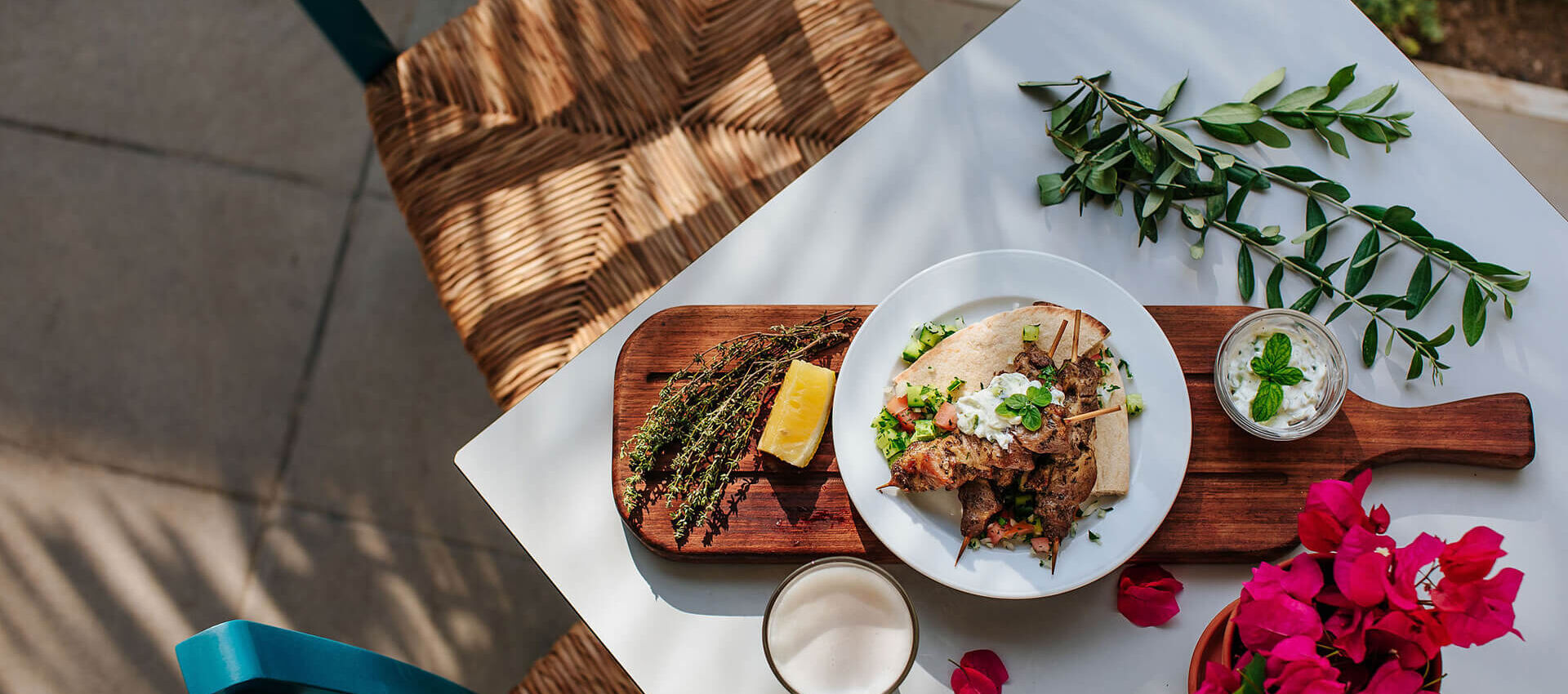 Table with local food at Sofianna Resort restaurant