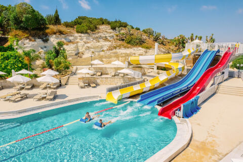 Waterslides and pool at Louis St.Elias
