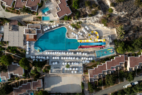 Aerial view of Louis St.Elias pool and waterslides