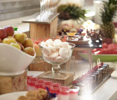 Fruit and desert selection at buffet at St. Elias Lemon tree restaurant
