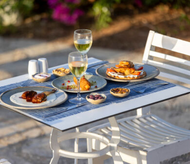 Table with food at Louis St, Elias Meze restaurant