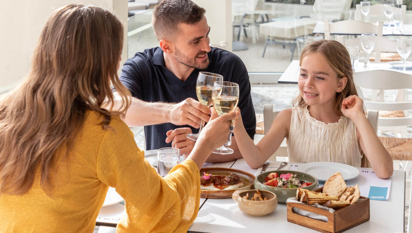 Family eating at Paphos Meze restaurant