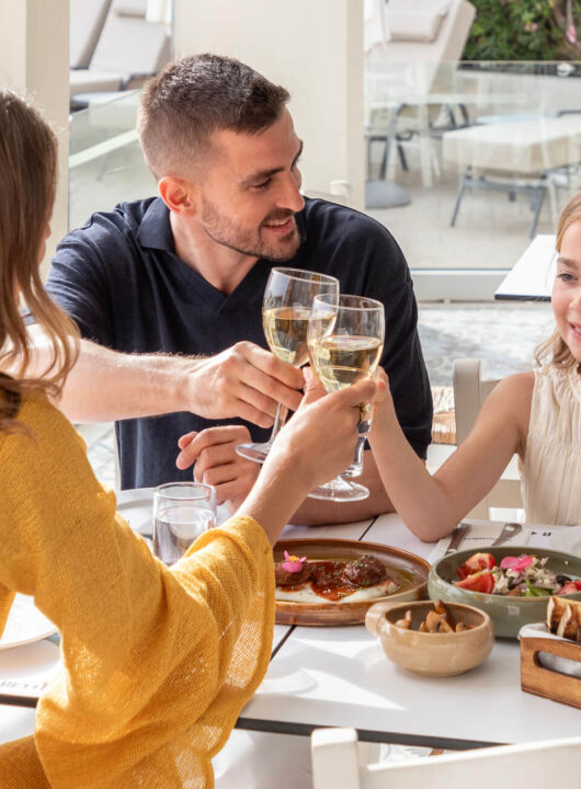 Family eating at Paphos Meze restaurant